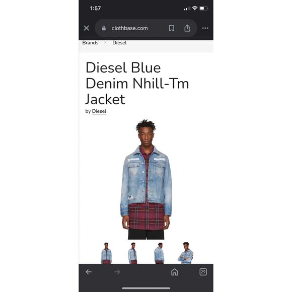 Diesel Blue Bandana Distressed Nhill Denim Jacket - Picture 12 of 12